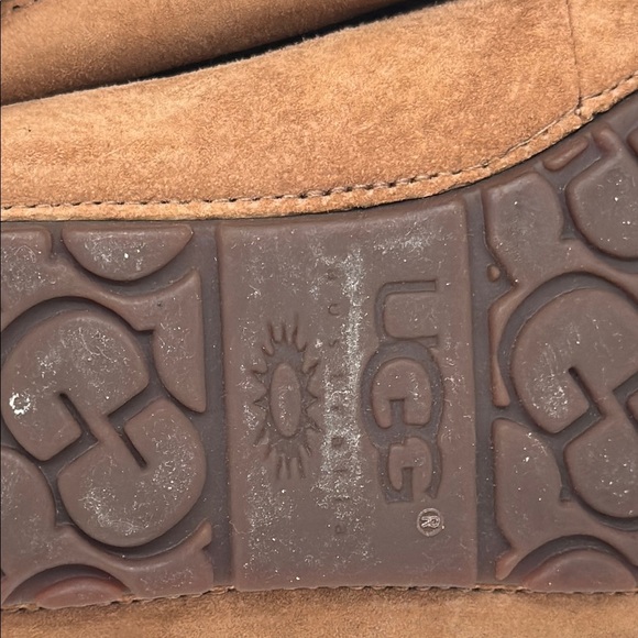 UGG Australia Dakota Chesnut Brown Suede Moccasin Wool Fur Slippers Size 9 - Picture 15 of 16